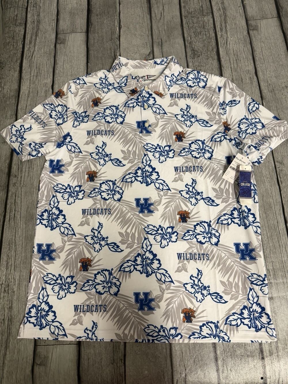 NWT Men’s Reyn Spooner Kentucky Wildcats Performance Polo Shirt Large Hawaiian